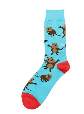 舒适竹纤维抗菌防臭短尾矮袋鼠图案男袜有超大尺码44-48码BA077