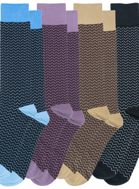 男士精梳棉CHEVRON人字纹无骨对目手工对口中筒男袜ZO