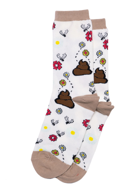 舒适棉质My Don't Stink我的粑粑有花香不臭中筒女袜OO