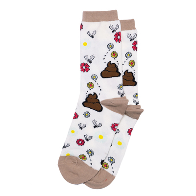 女士舒适棉质My Don't Stink我的粑粑有花香不臭中筒女袜OO