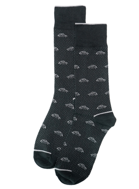 舒适棉质斑点老爷车图案中筒男袜BL097