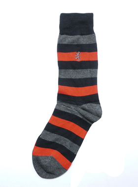 舒适竹纤维条纹抗菌防臭排湿透气无骨对目中筒商务绅士男袜P210