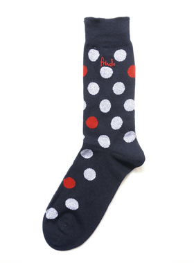 舒适棉质圆形波点图案无骨对目无缝袜头中筒商务绅士男袜P291