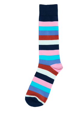 舒适棉质彩色条纹图案中筒绅士男袜ODDBALLS