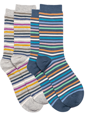 女士竹袜竹纤维抗菌防臭防过敏彩色条纹无骨对目中筒女袜THO876