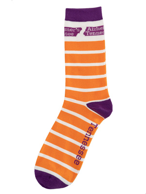 Alzheimer's tennessee条纹棉质男袜阿尔兹海默症主题袜
