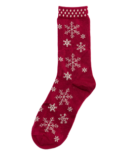 舒适竹纤维抗菌防臭雪花图案无骨对目中筒女袜THO249