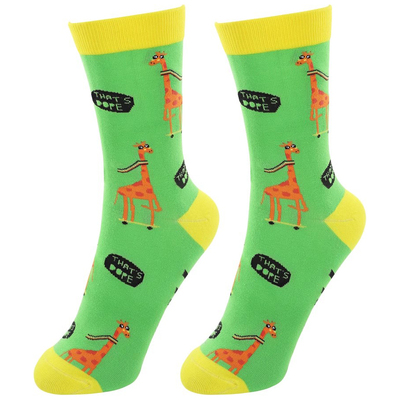 舒适棉质Naturally high自然的愉悦感长颈鹿男女情侣直板中筒袜FU