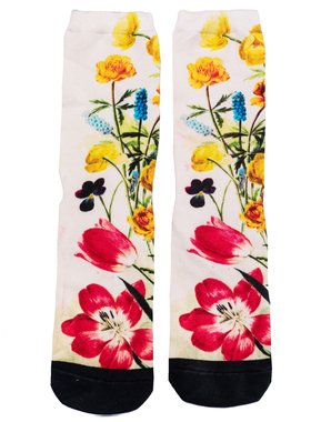 男女袜竹纤维3D数码印花抗菌防臭范莱恩艺术名画郁金香和紫罗兰ED