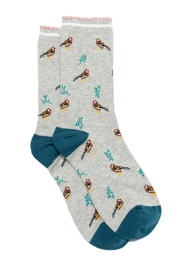 女士有机棉小鸟BIRD木耳边无骨对目中筒女袜THO889