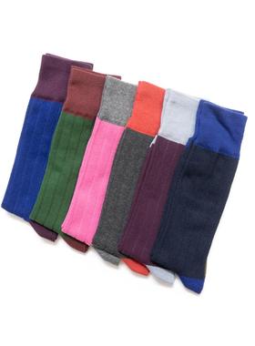 MALLORY舒适棉质撞色拼色中筒绅士男袜