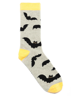 全棉WE'RE A LITTLE BATTY我们有点疯狂万圣节黑蝙蝠中筒女袜PK
