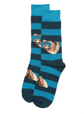 竹袜抗菌防臭透气树懒SLOTH条纹中筒男袜HT