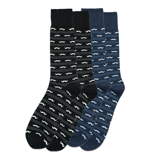 舒适棉质男性魅力八字胡须美髯中筒男袜2色CH007