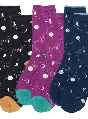 女袜竹袜竹纤维抗菌防臭Mona Moon月亮繁星满天无骨对目THO365