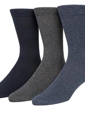 舒适触感无骨对目条纹纯色格中筒绅士男袜一组3双BB013