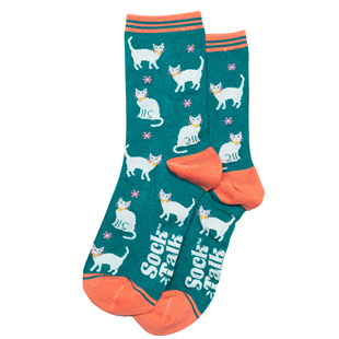 竹纤维抗菌防臭白猫White Cats中筒女袜ST