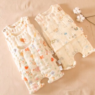 新生婴儿纯棉花护肚宝宝连腿护肚子防着凉加厚保暖四季夏半背肚兜