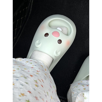 可爱小海狸拖鞋女款初中生夏居家室内eva防滑厚底宿舍外穿一字拖