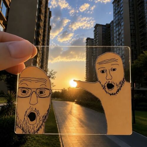 原始人meme透卡抽象压克力板拍照工具指人书签创意旅游打卡取景框