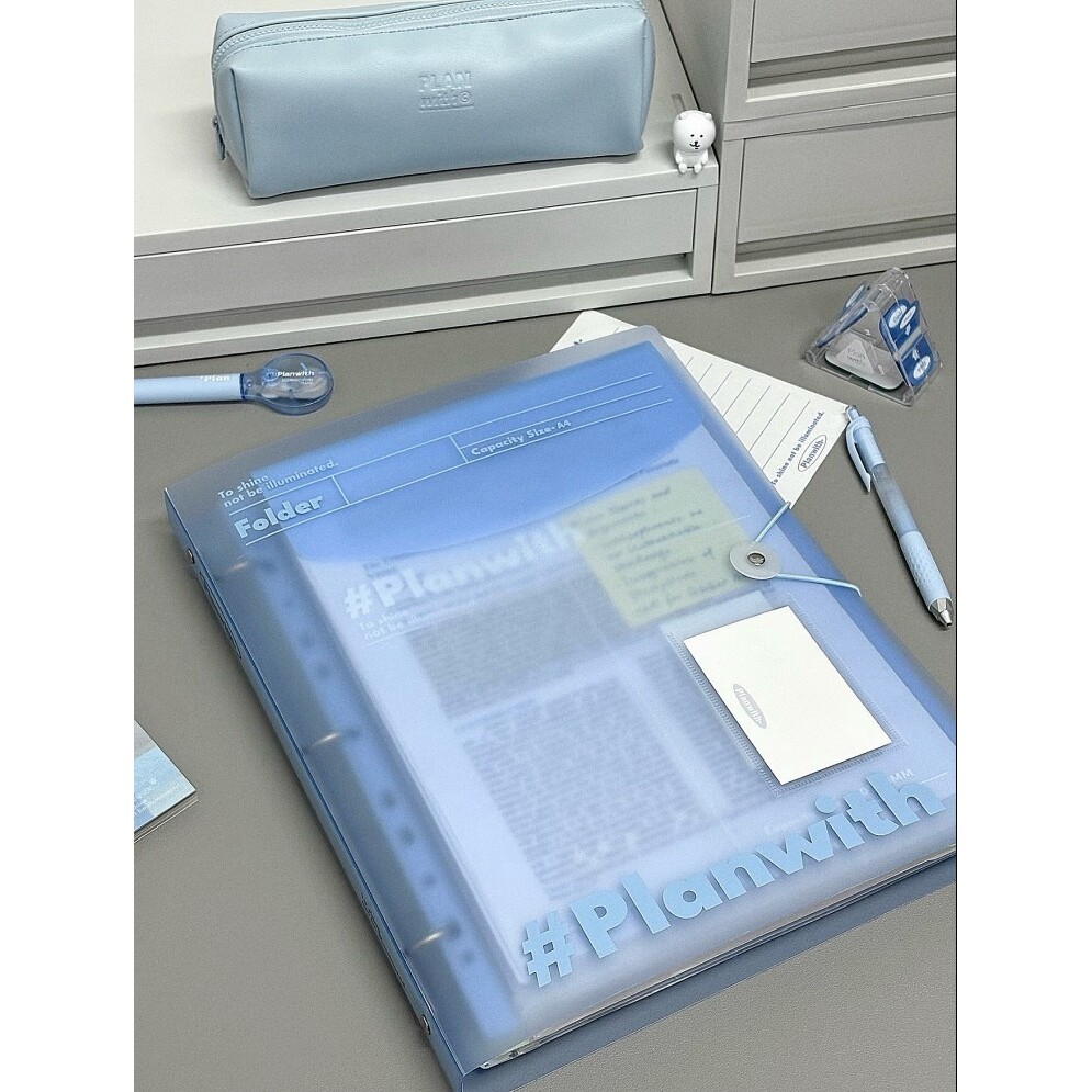 Planwith新款透明试卷收纳册a4三孔活页资料夹试卷多层收纳整理袋