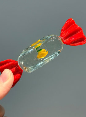 红色糖果琉璃摆件纯手工淄博工艺品桌面装饰创意生日新年礼物送人