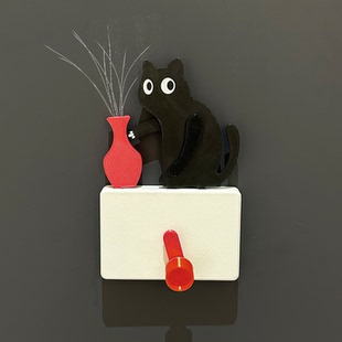 猫胡子收纳冰箱贴磁吸2025新款 花瓶猫咪3D打印自制创意可爱手绢猫