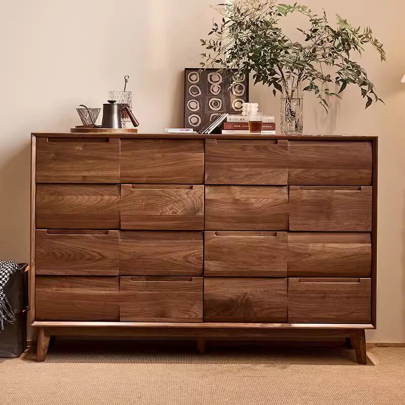 北美黑胡桃实木八斗柜凹凸面餐边柜客厅多功能大容量储物收纳柜