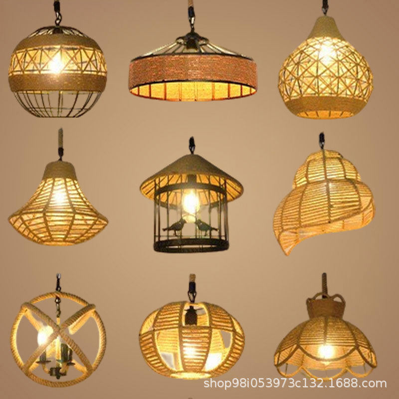 美式麻绳吊灯创意个性咖啡厅服装店餐厅酒吧台北欧工业风复古灯具