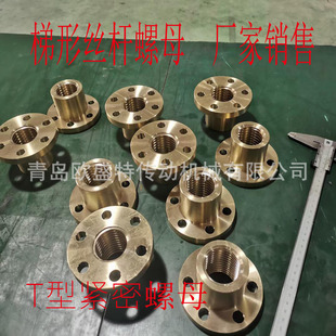 青岛T梯形螺纹丝杆多头大导程45#螺杆异形圆法兰铜螺母T40*14厂家