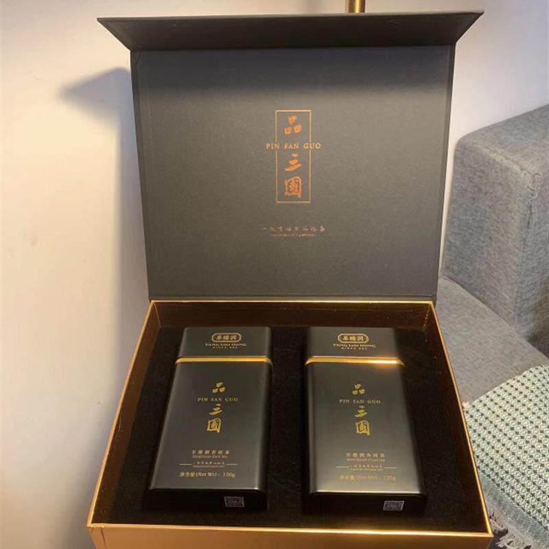 羊楼洞品三国袋泡茶赤壁青砖黑茶便携式茶叶茶砖茶饼240克2盒一套