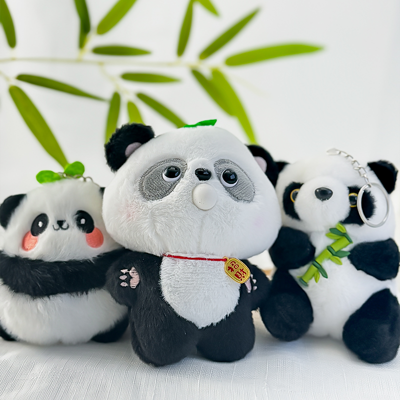 可爱熊猫挂件毛绒公仔女生包包背包书包显眼趣味装饰小熊迷你玩偶
