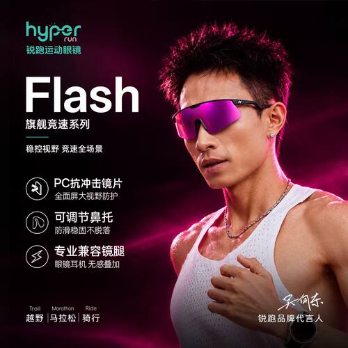 锐跑Flash旗舰吴向东同款旗舰竞速运动眼镜丨马拉松越野骑行徒步
