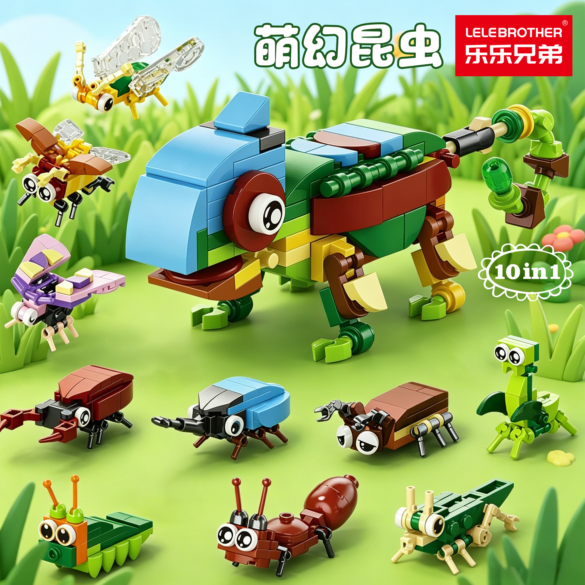 10合1昆虫动物积木玩具图片
