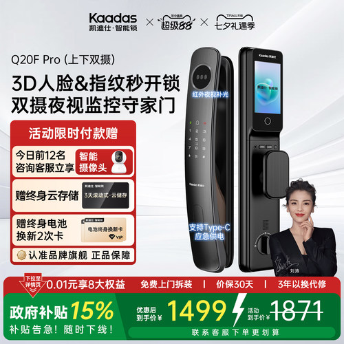 凯迪仕Q20FPro双摄智能门锁