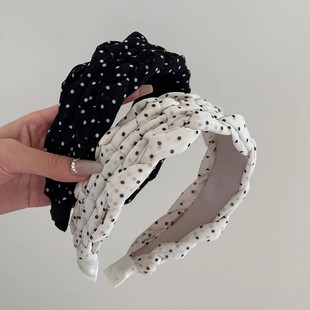 黑白波点宽边头发发箍女款 日常外戴甜美绝美头箍 高级感洋气时尚