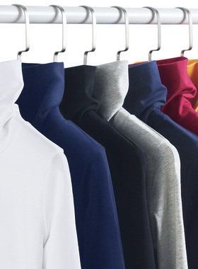 高领打底衫女纯棉黑色堆堆领长袖t恤内搭紧修身亲肤净版秋衣上衣