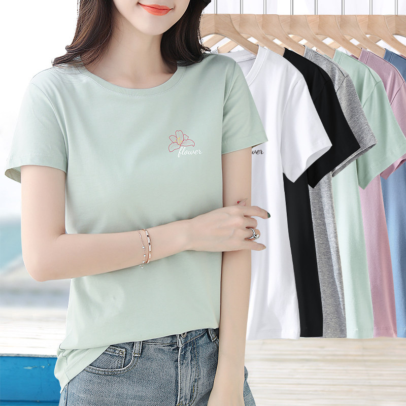 纯棉修身显瘦印花短袖t恤女上衣