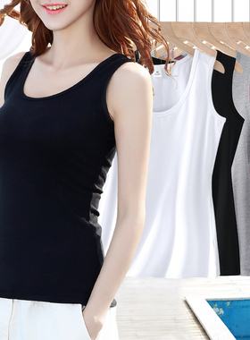 黑色纯棉小吊带背心女春夏秋季外穿内搭大码工字型无袖上衣打底衫