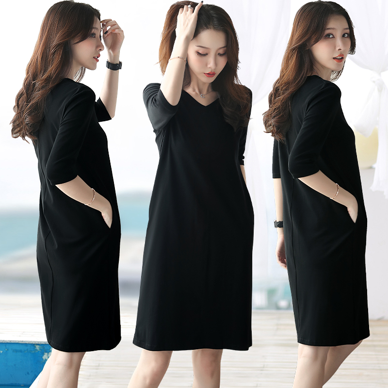 胖mm宽松连衣裙洋气夏装遮跨长裙