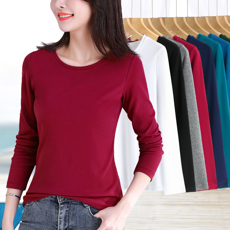 胖mm大码内搭螺纹圆领长袖打底衫