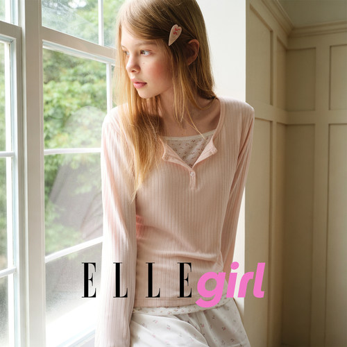 ELLEgirl甜美亨利领睡衣上装