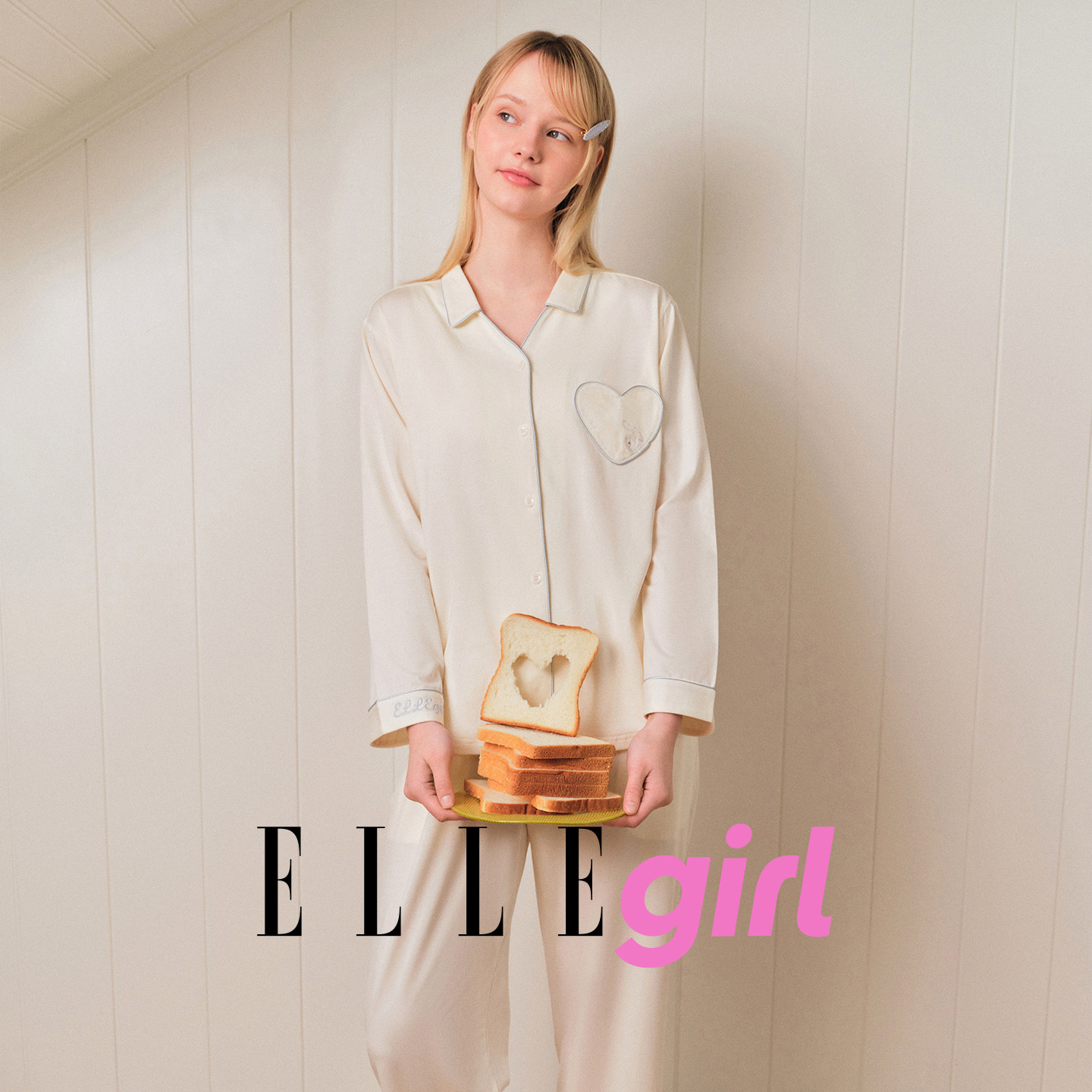 ELLE girl睡衣女春秋新款韩版开衫长袖休闲可外穿柔软家居服套装