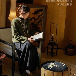 厂家蜡笔派「东方竹韵系列」巴山竹夜坐墩刺绣蒲团坐垫多用客厅抱