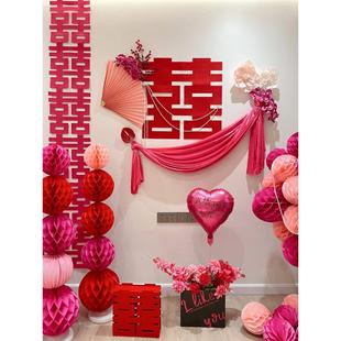 饰用品大全 婚房布置结婚新房客厅背景墙婚礼男方女方房间拉花套装