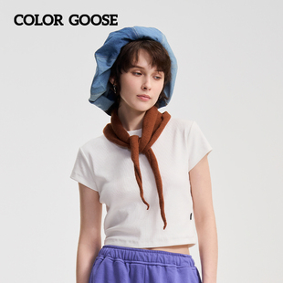 女士纯色圆领短款 辣妹百搭休闲短袖 GOOSE彩鹅24春夏新品 COLOR T恤