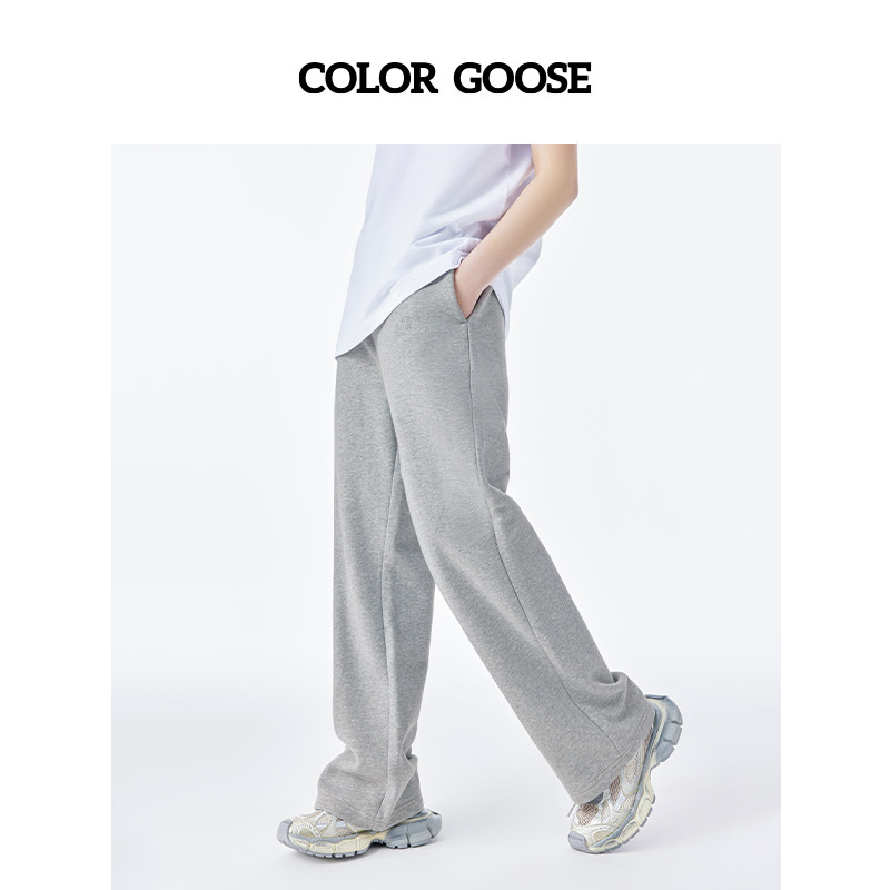 COLOR GOOSE彩鹅 春夏直筒休闲长裤松紧腰百搭运动裤 男女同款