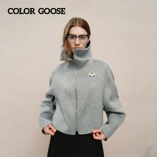 纯色气质简约短款 COLOR 女士经典 秋冬新品 羊毛大衣 GOOSE彩鹅