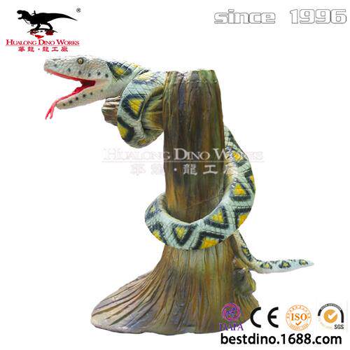 恐龙工厂定制仿真动物机械大蟒蛇缠绕树桩生动逼真动植物园美陈