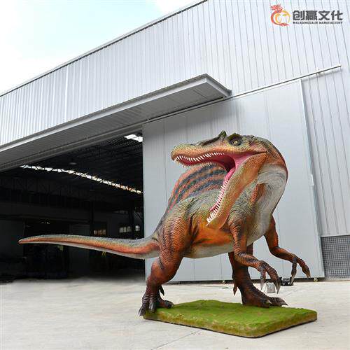 定制吼叫棘背龙化石等比例大小有声会动恐龙主题乐园室内室外商场